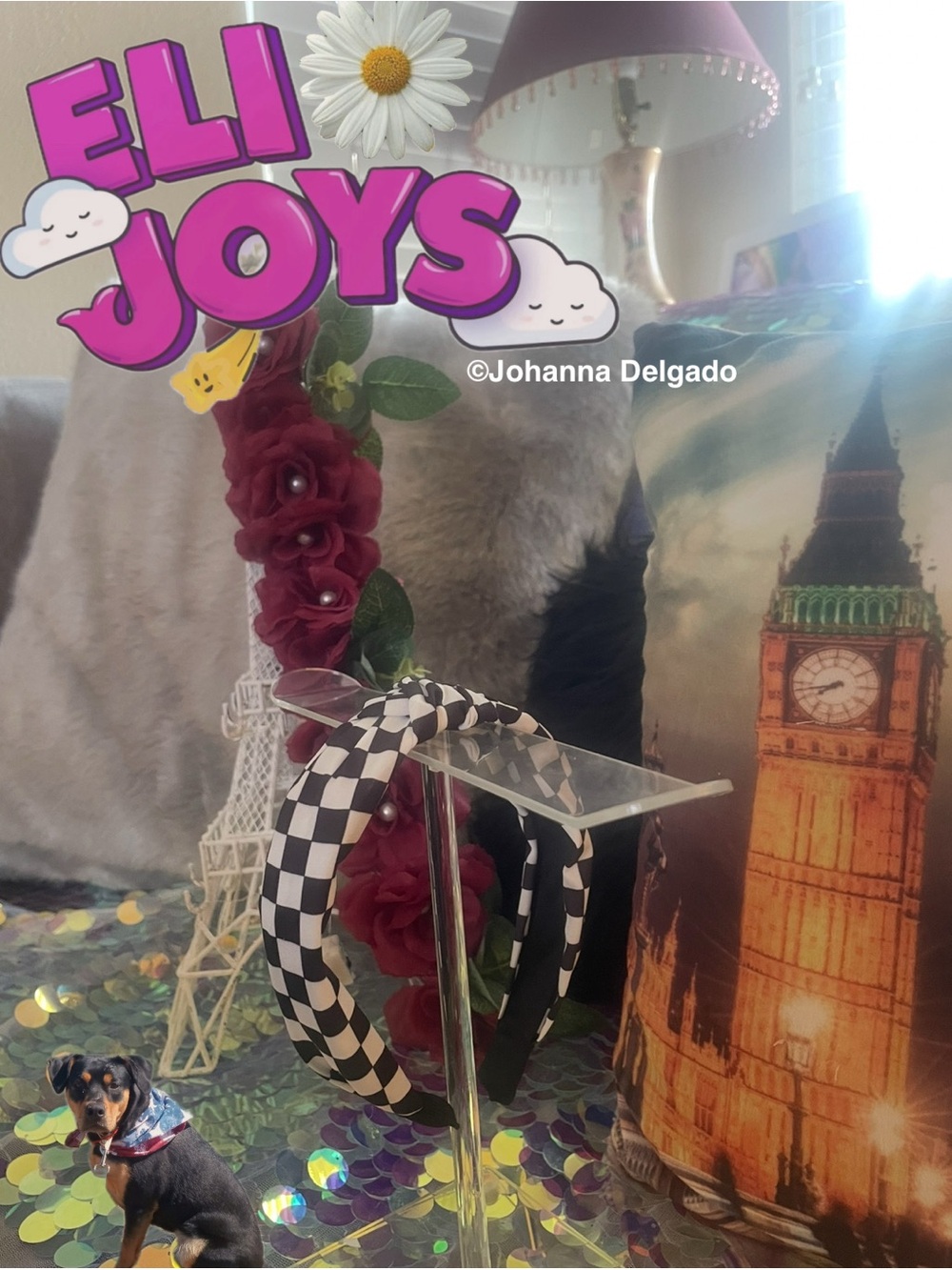 ELIJOYS Knotted Black/White Checkerboard Headband OS